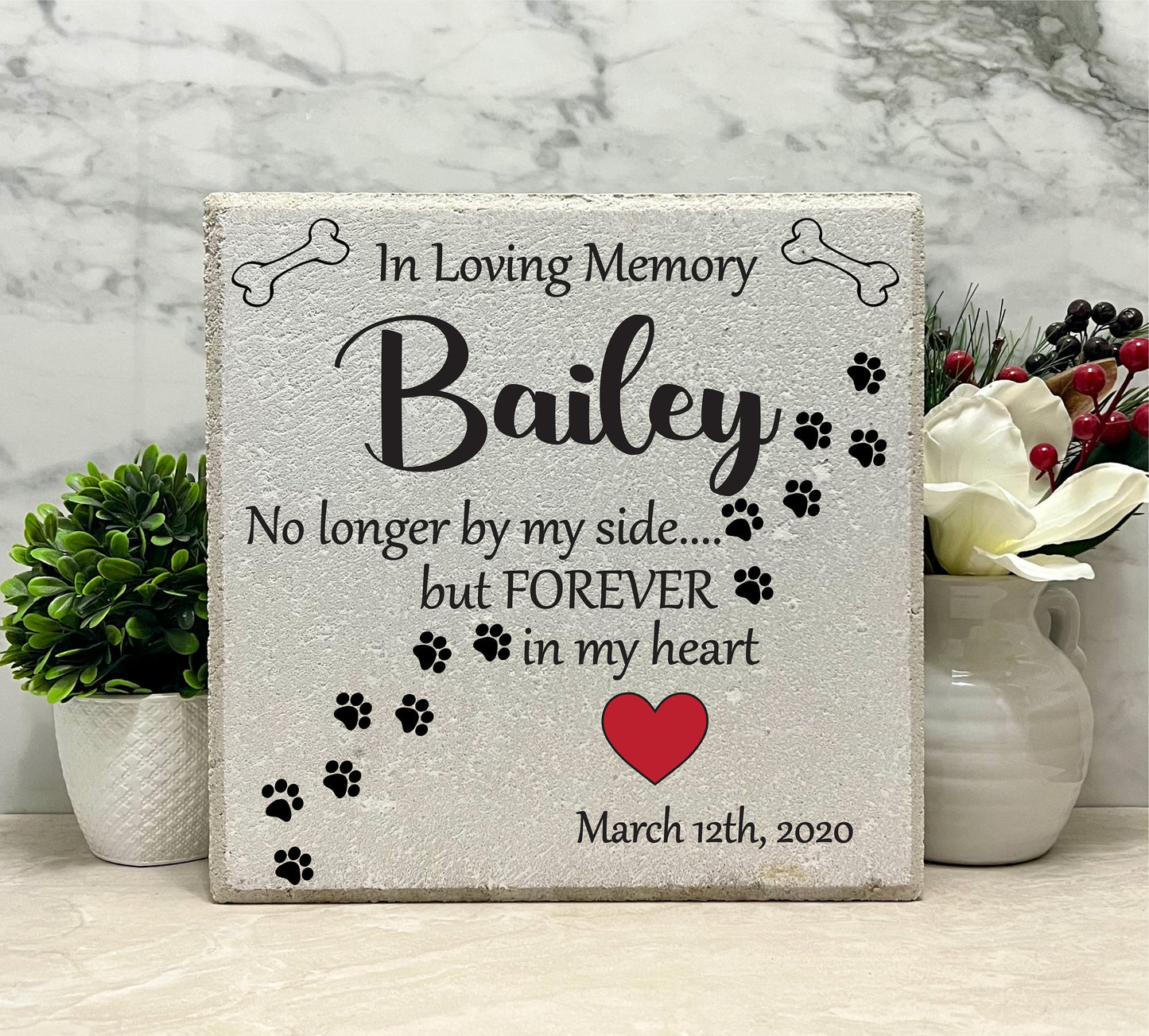 Personalized Dog Memorial Stone: Concrete Pet Loss Gift
