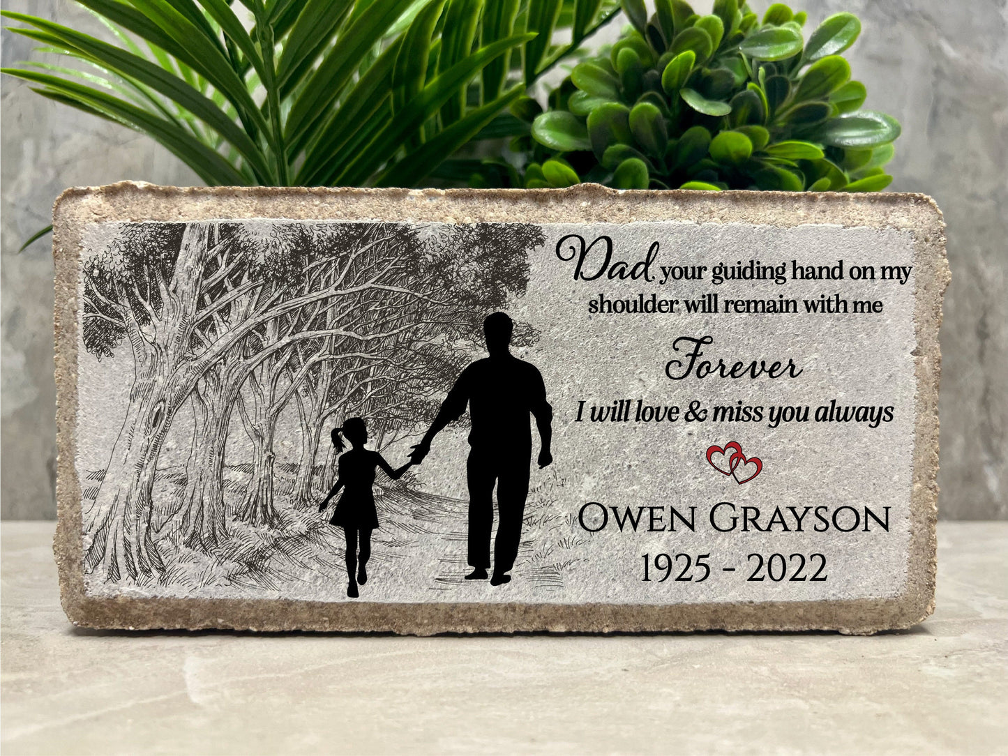 Personalized Memorial Stone: Father & Daughter Concrete Paver
