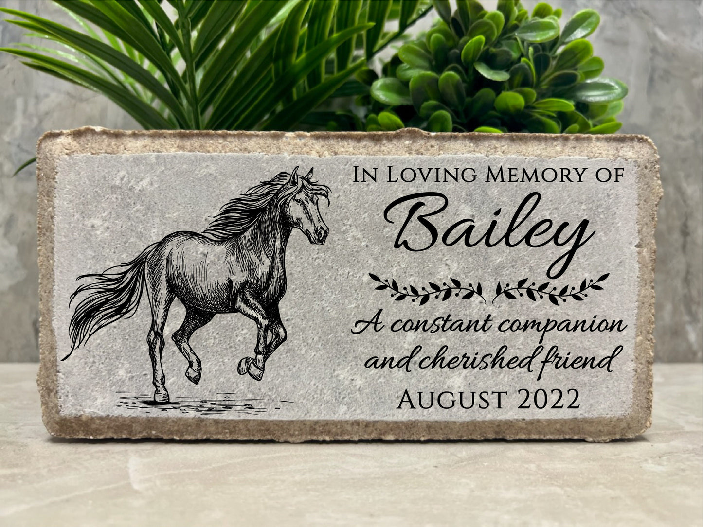 Personalized Horse Memorial Stone: Custom Indoor/Outdoor Burial Marker
