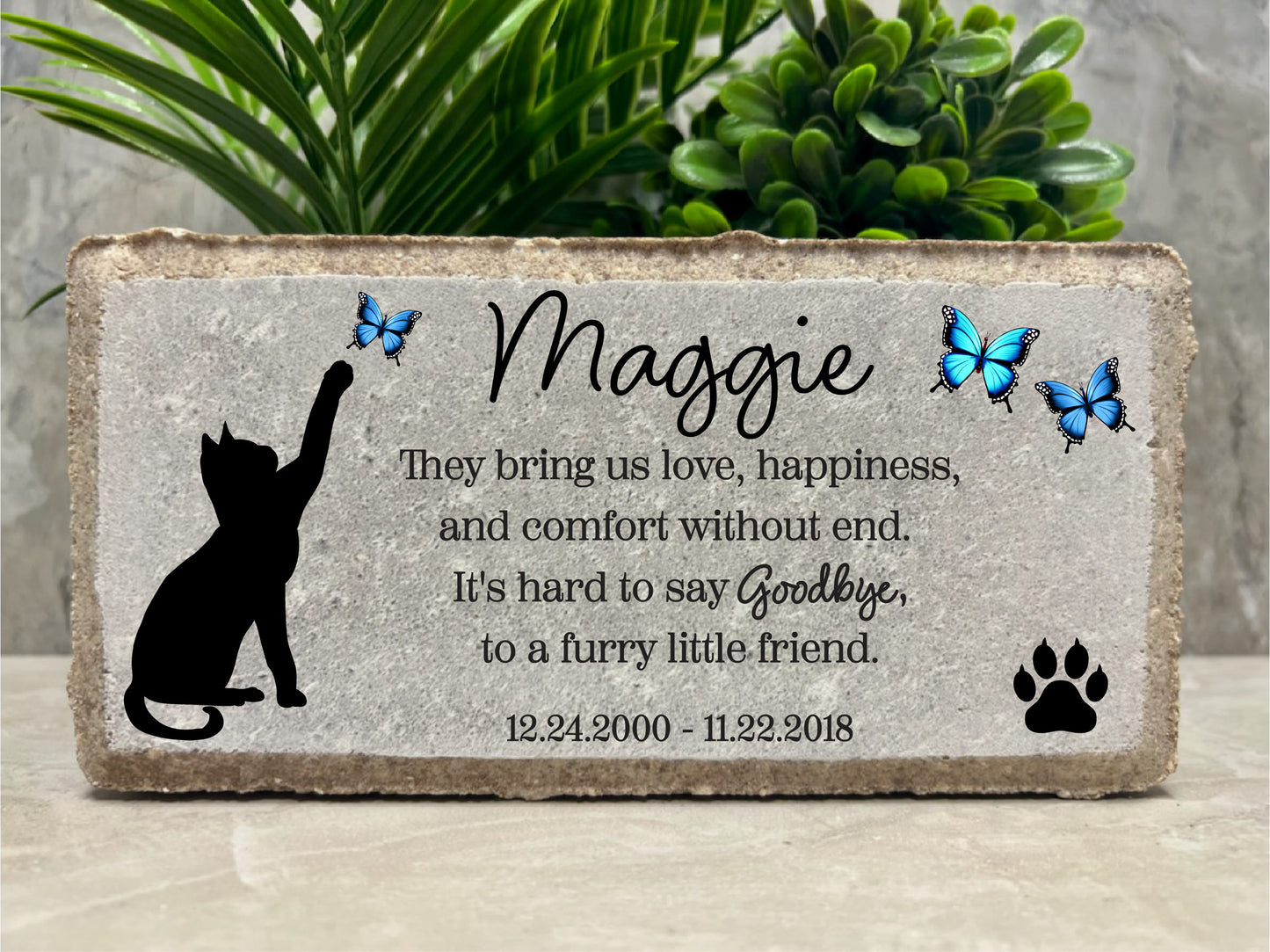 Personalized Cat Memorial Stone: Indoor/Outdoor Pet Loss Gift