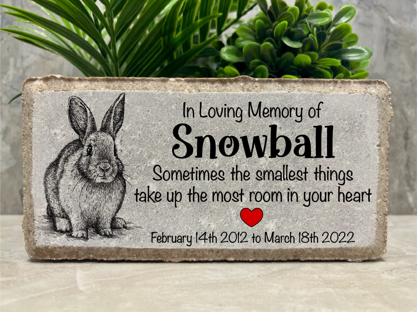 Personalized Rabbit Memorial Stone: Engraved Bunny Burial Marker