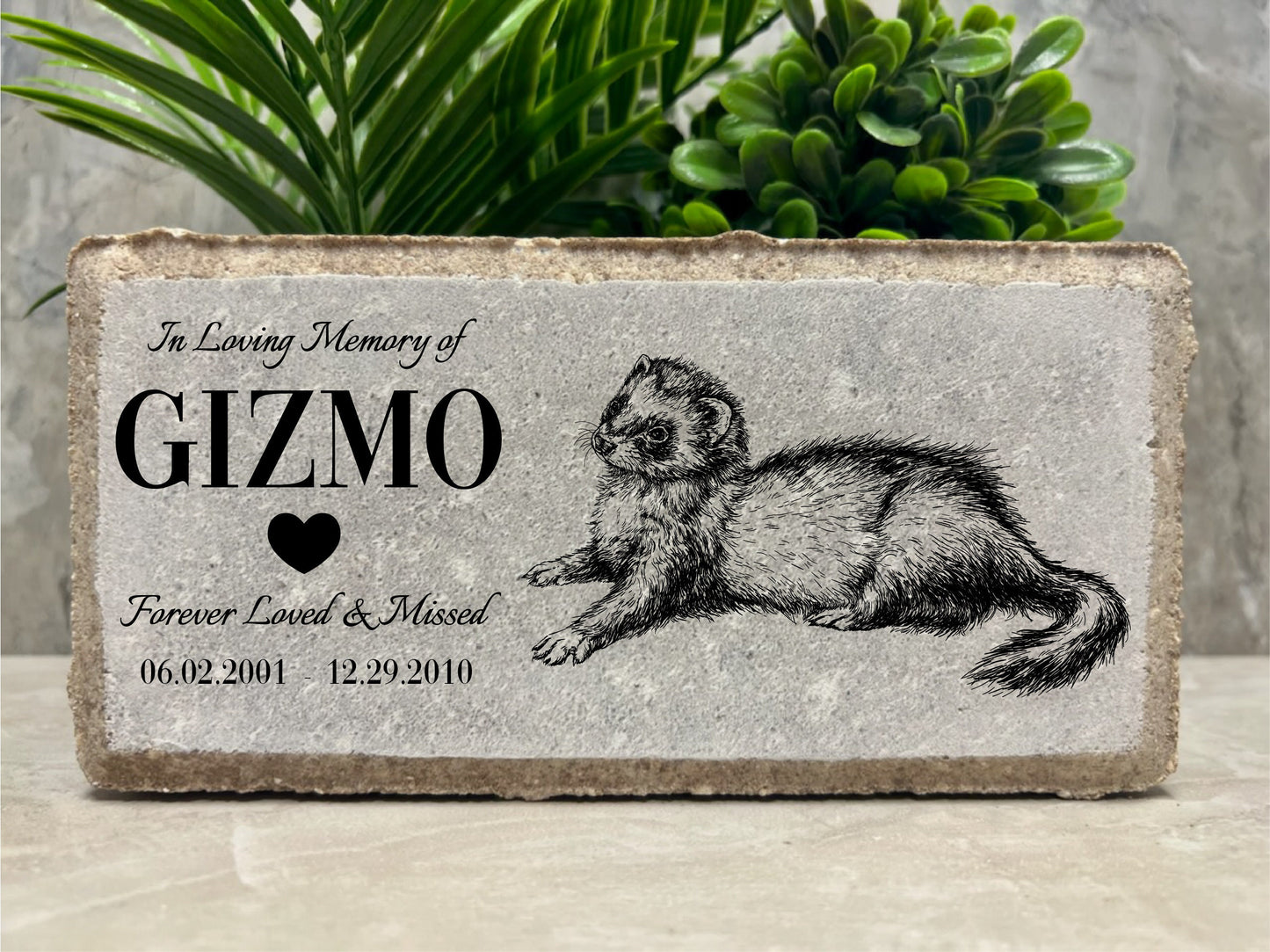 Personalized Ferret Memorial Stone: Pet Loss Gift, Burial Marker
