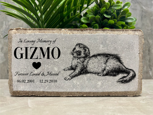 Personalized Ferret Memorial Stone: Pet Loss Gift, Burial Marker