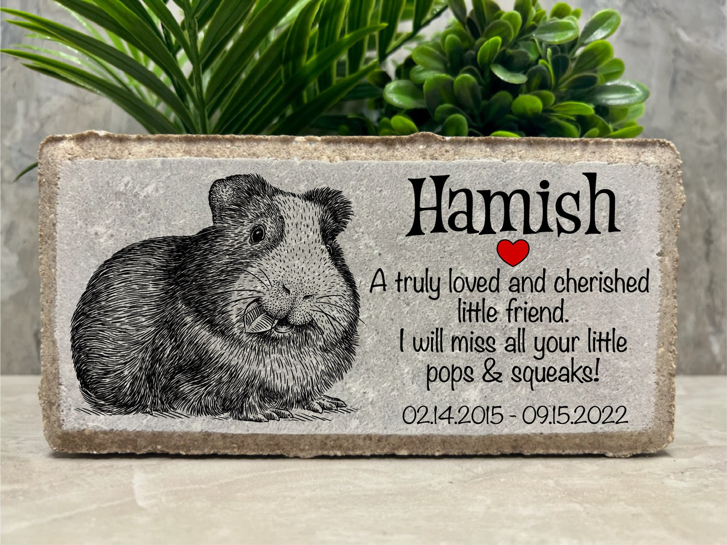 Personalized Guinea Pig Memorial Stone: Pet Loss Sympathy Gift