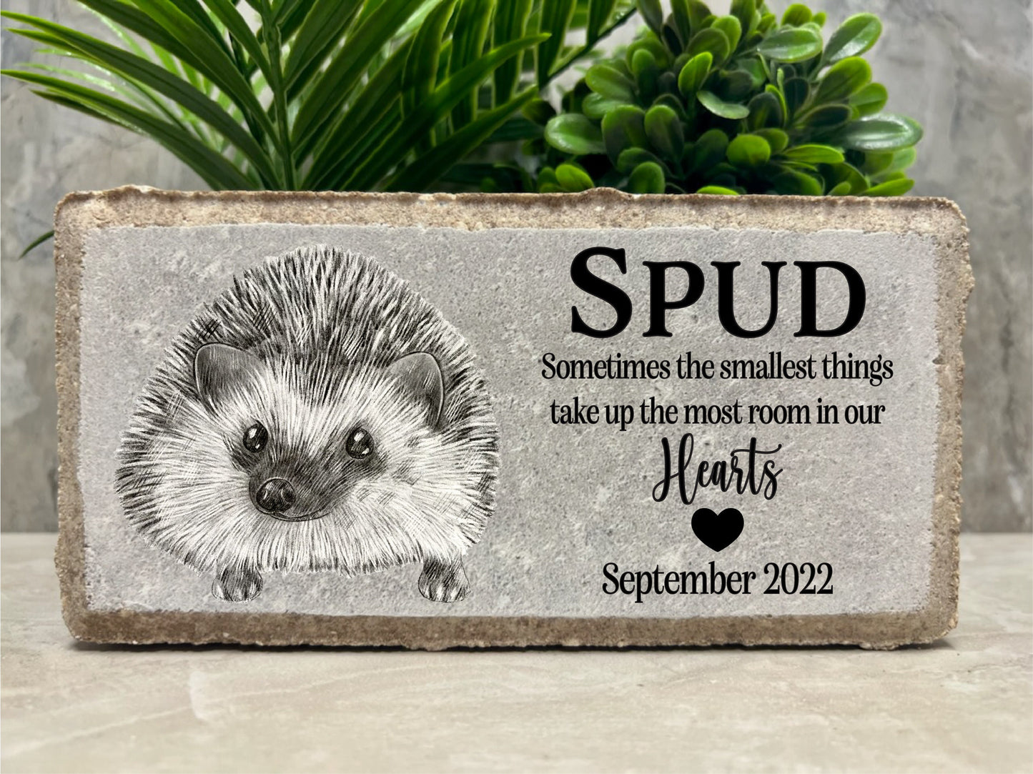 Personalized Hedgehog Memorial Stone: Pet Loss Gift