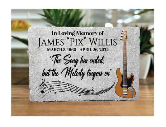 Personalized Guitar Memorial Stone: Family Loss Sympathy Gift