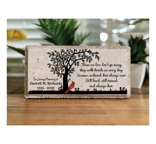 Personalized Memorial Stone: Cardinal & Tree, Sympathy Gift